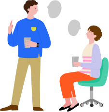休憩中に話す2名の社員のイラスト